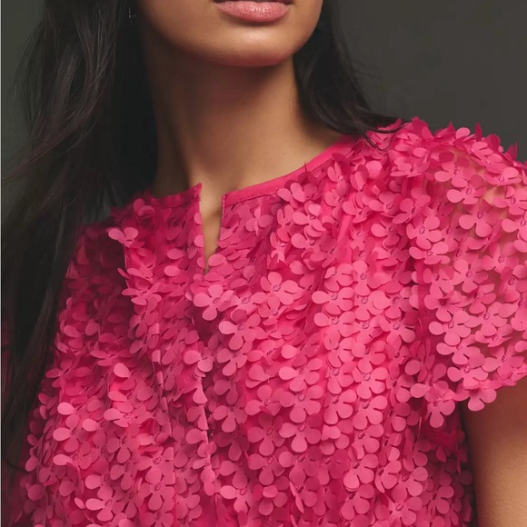 NWT Anthropologie Somerset Floral Appliqué Limited Edition Bright Pink Size M! - Picture 4 of 9